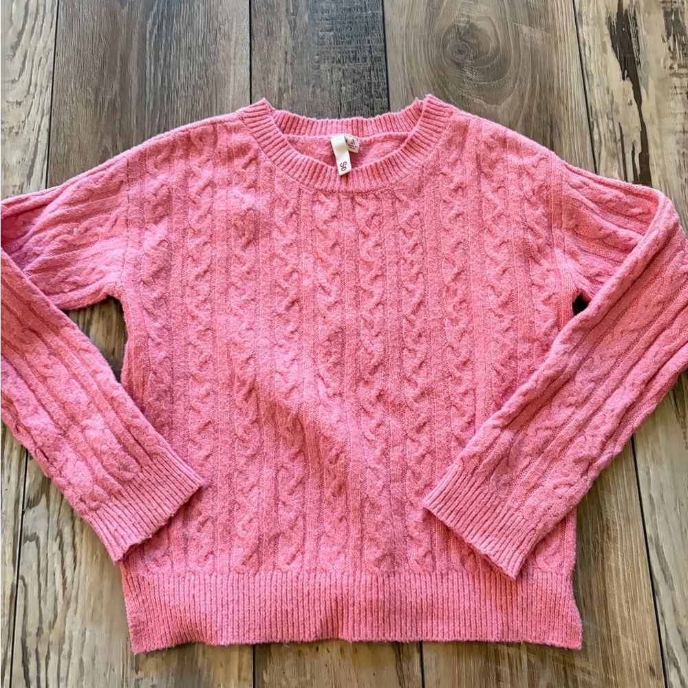 SO Kids Pink Cable Knit Sweater